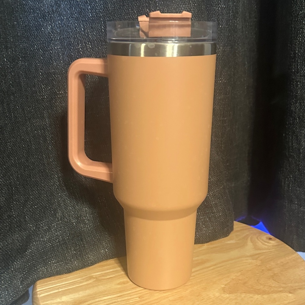 Large Tan Travel Mug with Handle